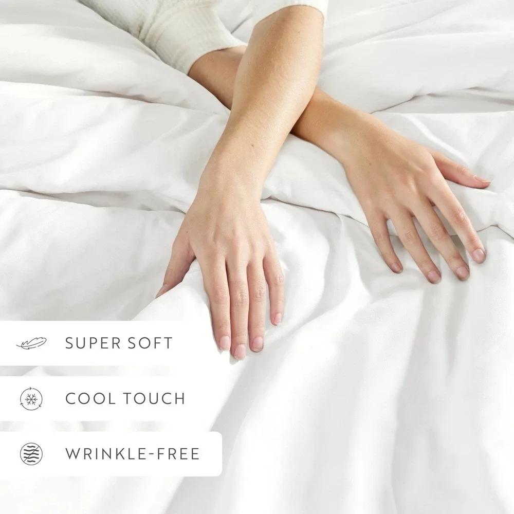 New Linens and Hutch 3-Piece King Essential Duvet Cover Set White Wrinkle Free